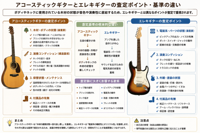 アコースティックギターとエレキギターの査定ポイント、基準の違い