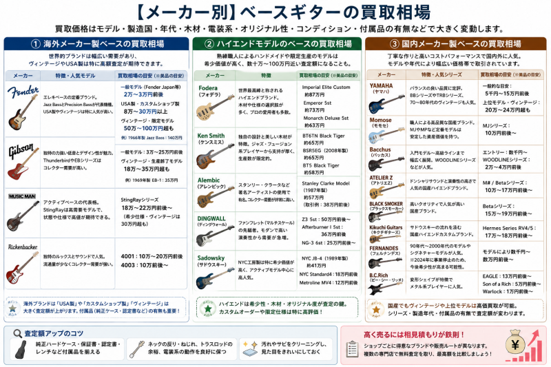 メーカー別ベース買取相場ガイド