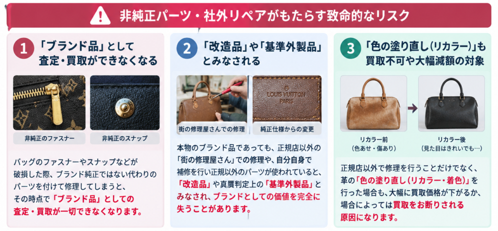 ブランドバッグ修理の買取リスク2