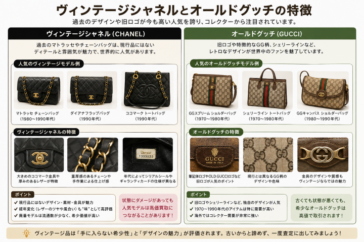 ヴィンテージシャネルとオールドグッチ徹底比較