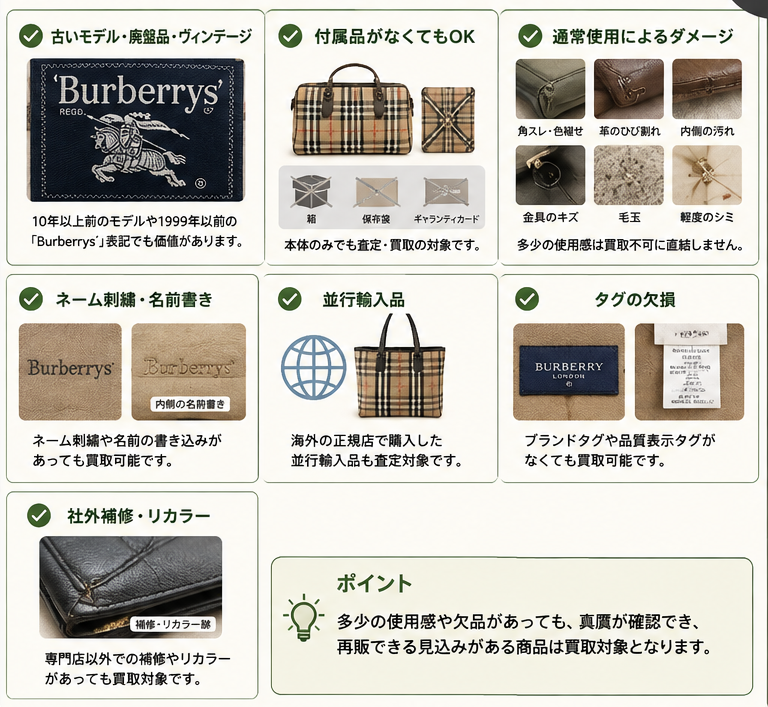 バーバリー訳あり品の買取基準ガイド1