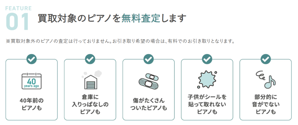 古いピアノ,査定対象