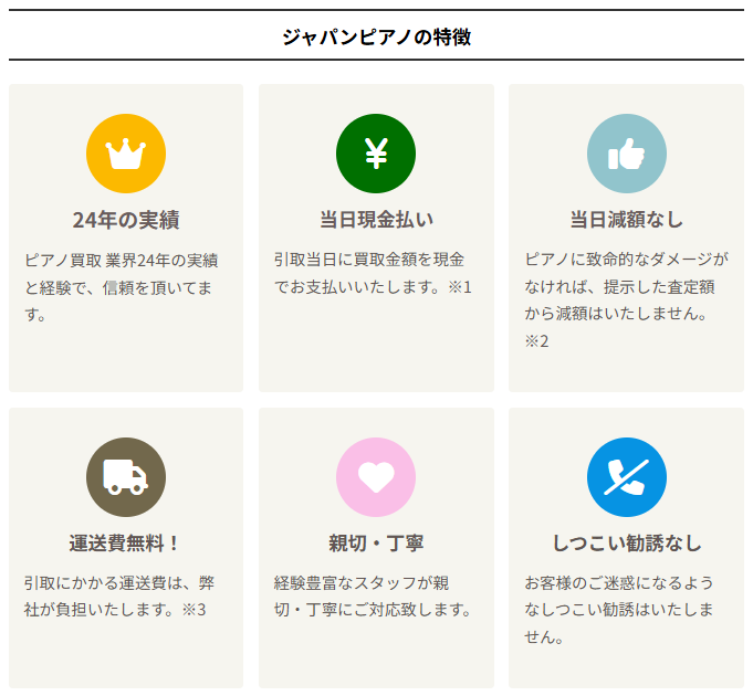 ジャパンピアノサービスの特徴