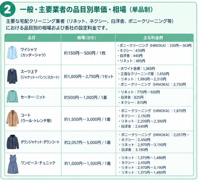 宅配クリーニング料金相場ガイド2