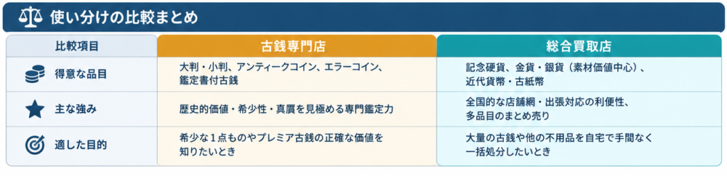 古銭買取店の使い分け2