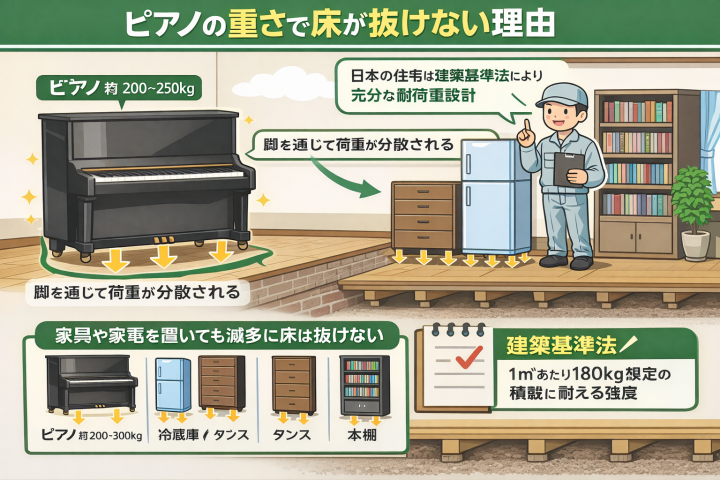 ピアノと家具の床への影響