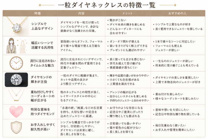 一粒ダイヤネックレスの特徴