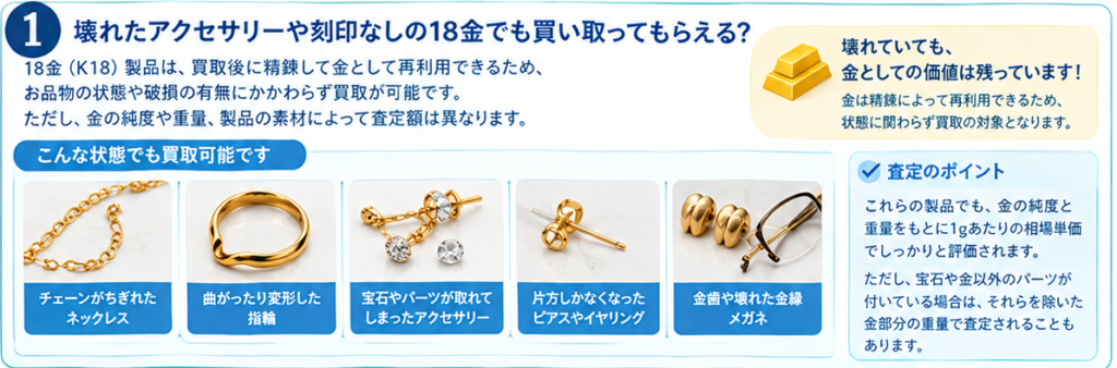 壊れた18金アクセサリー買取ガイド1