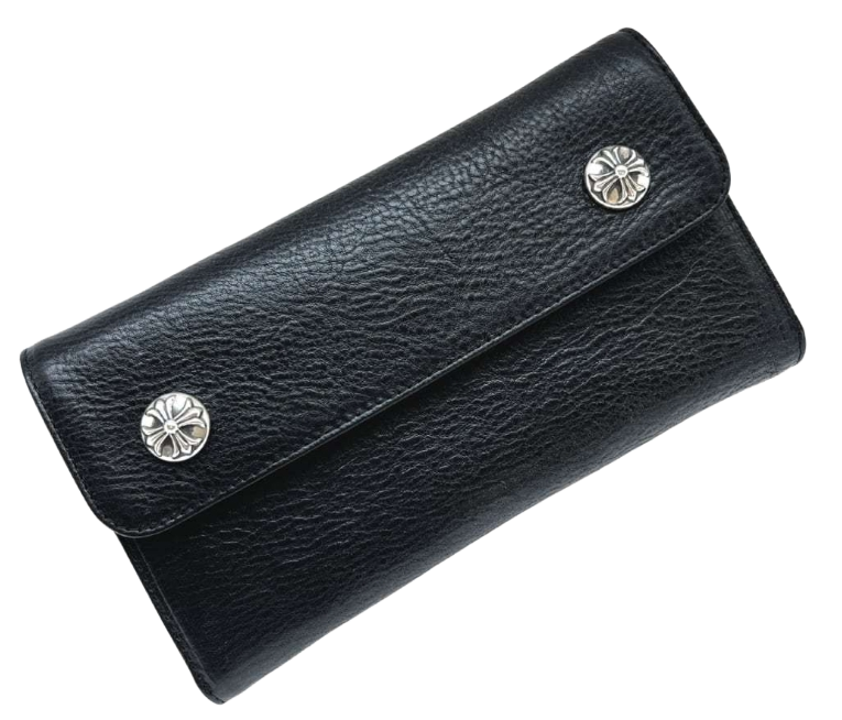 processed_クロムハーツ ウェーブウォレット 長財布 ブラック レザー wave