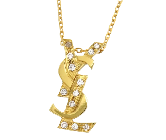 processed_サンローラン ロゴ ネックレス ダイヤモンド K18