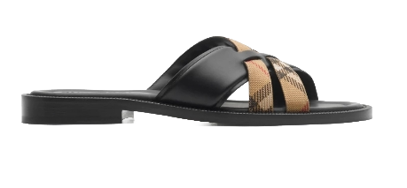 processed_バーバリーチェック＆レザー ドリフト サンダル_