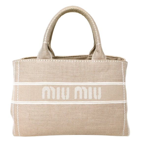 processed_ミュウミュウ ロゴ デニム スモールトートバッグ