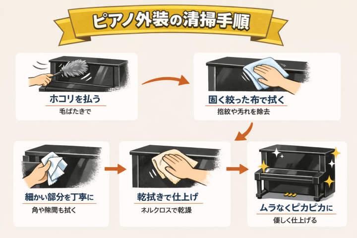 ピアノ外装清掃の手順